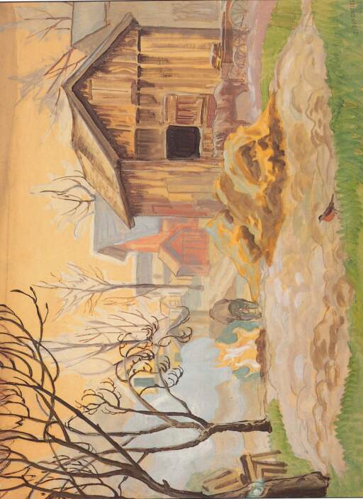 The First Robin (also titled Our Backyard at Salem&mdash;Bonfire)