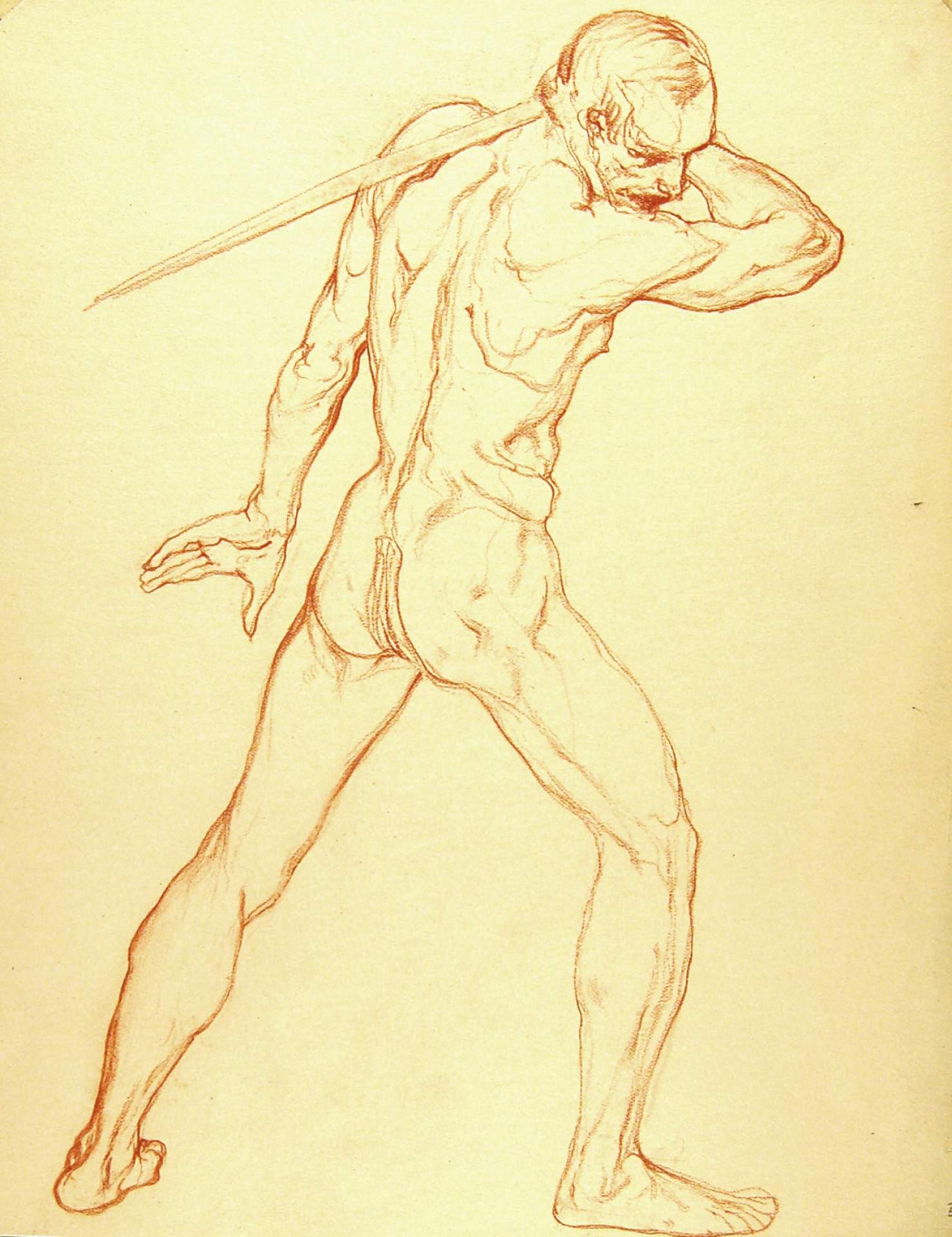 Backview of Male Nude With Sword