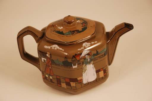 Scenes of Village Life in Ye Olden Days [tea pot]