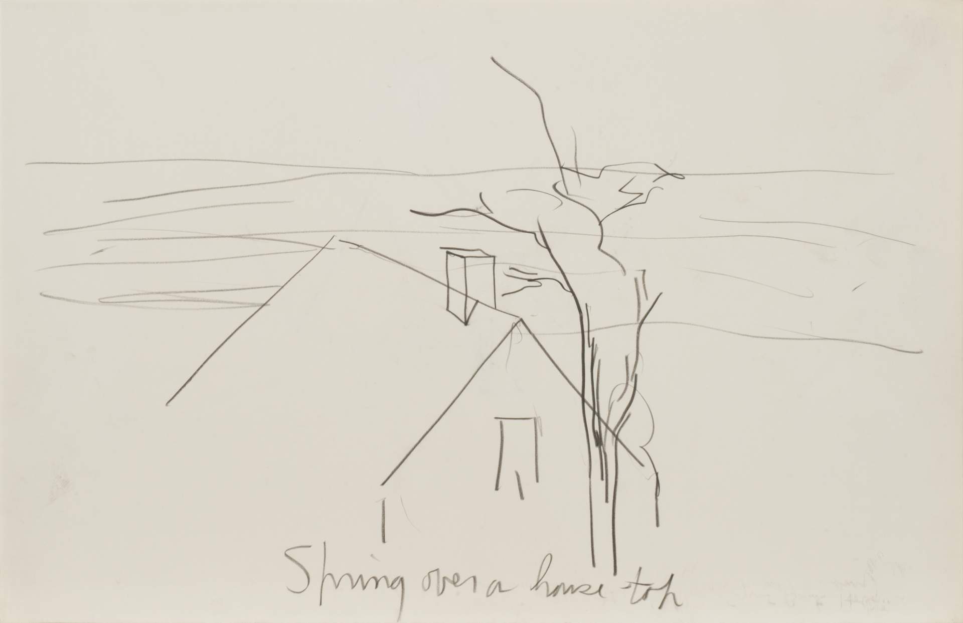 Untitled study with notation, "Spring over a house-top"