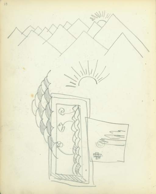Untitled (sun and mountain drawing)