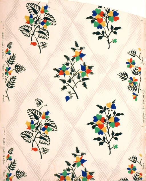 Stylized Flowers in Diagonal Pattern