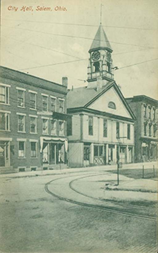 Postcard of City Hall, Salem, Ohio sent to Arthur C. Thomas, Youngstown, Ohio