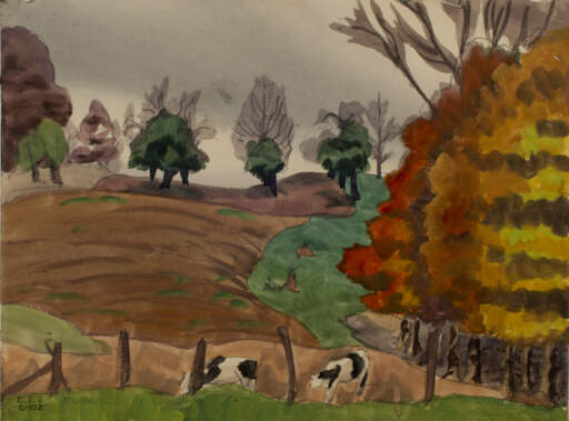 Autumn Landscape with Cows