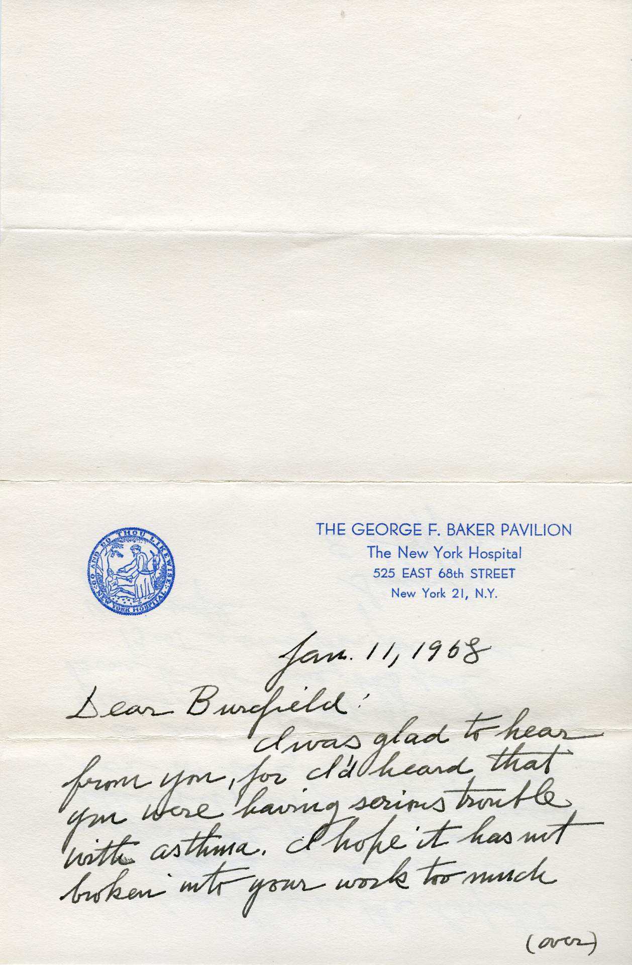 Letter to Charles E. Burchfield, Pg. 1