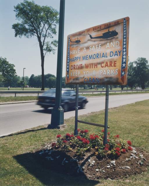 Paul Biondo, Outdoor Memorial Day Sign, Buffalo Parks Department Headquarters, Scajaquada Expressway, Buffalo