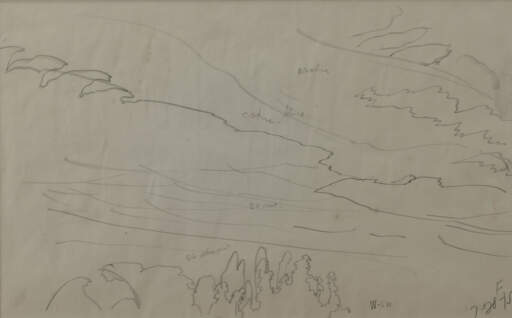 Untitled (F-Sketch of Creek and Trees)