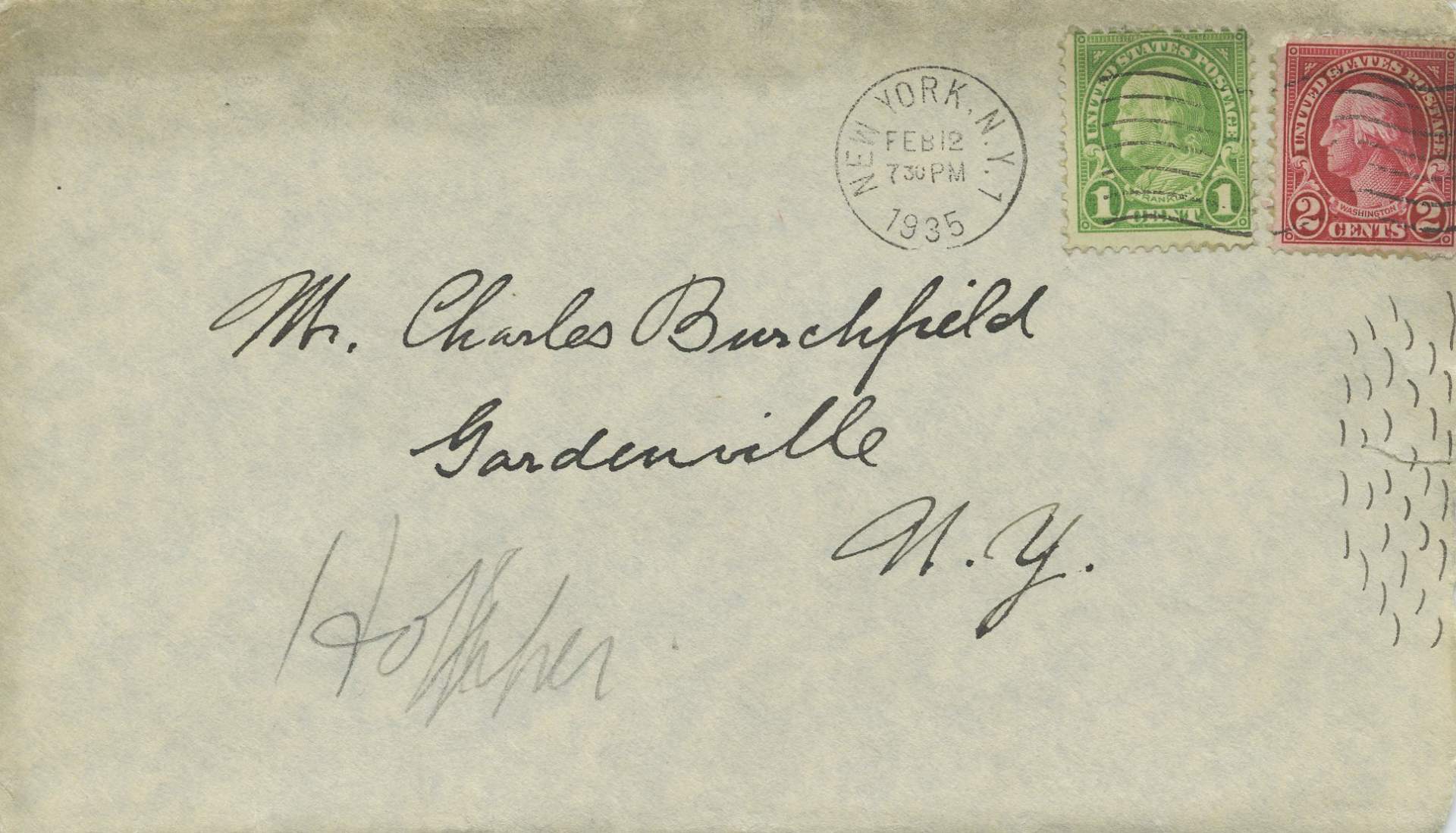 Envelope addressed to Charles E. Burchfield