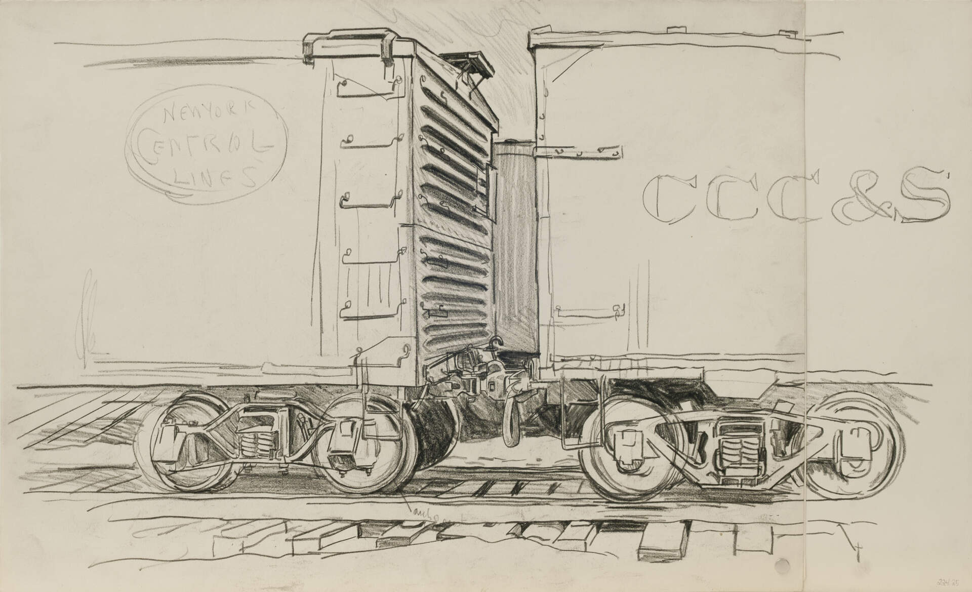 Study for Freight Cars Under a Bridge