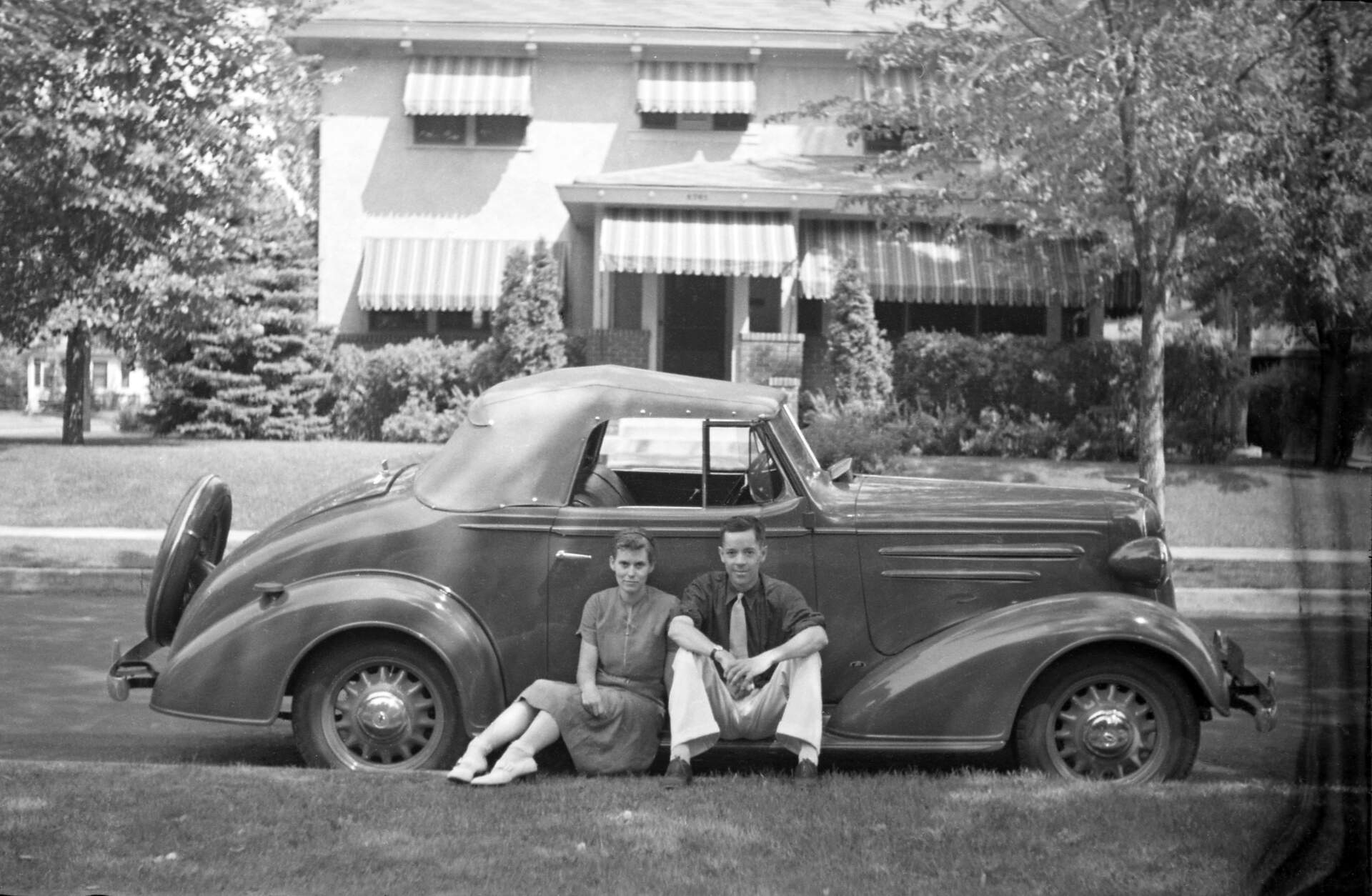 Untitled photographic negative (Philip and Virginia with automobile)
