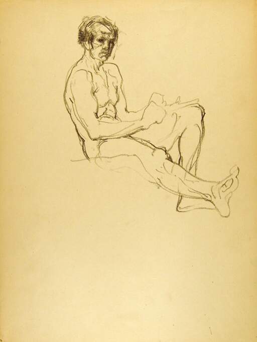 Seated Male Nude, Right Leg Extended