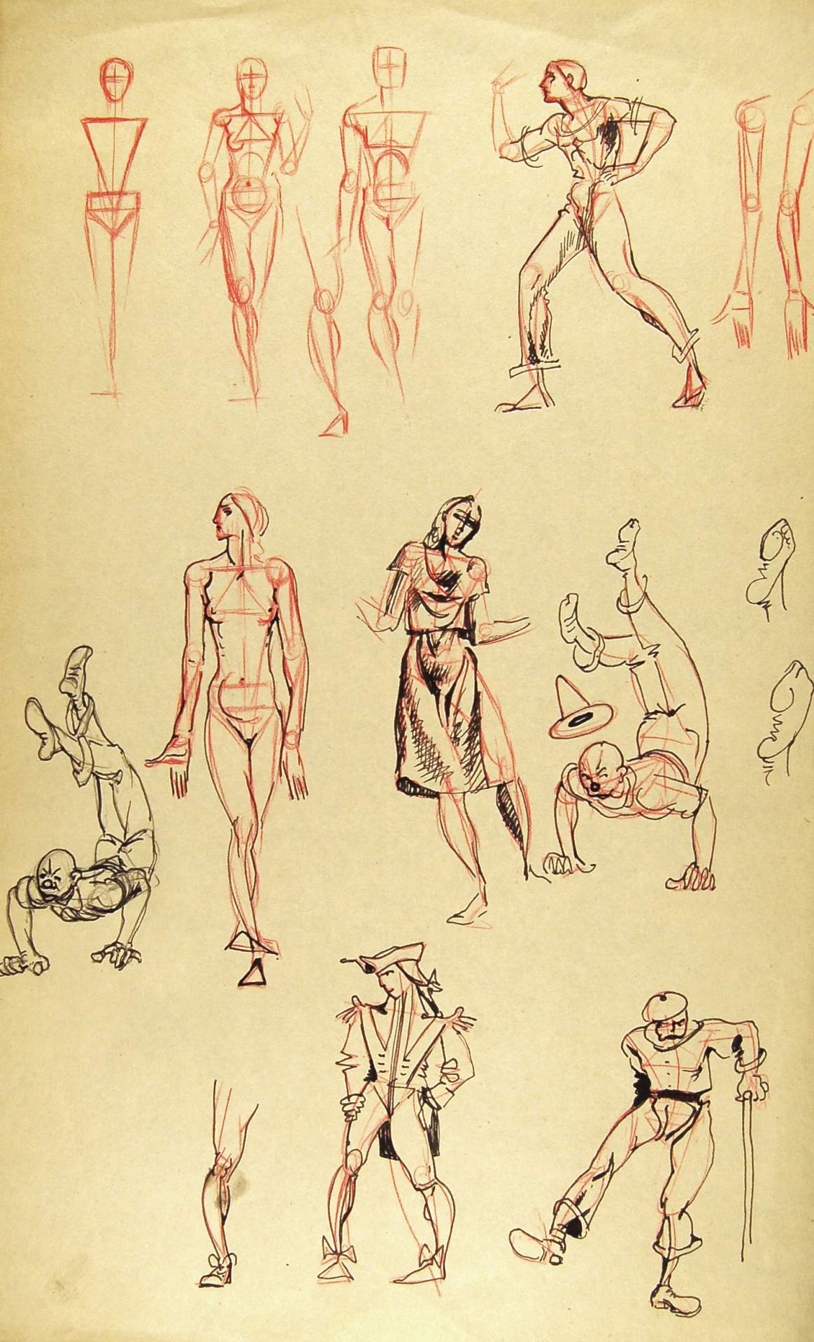 Sketch of Male and Female Figures, Line and Round Forms