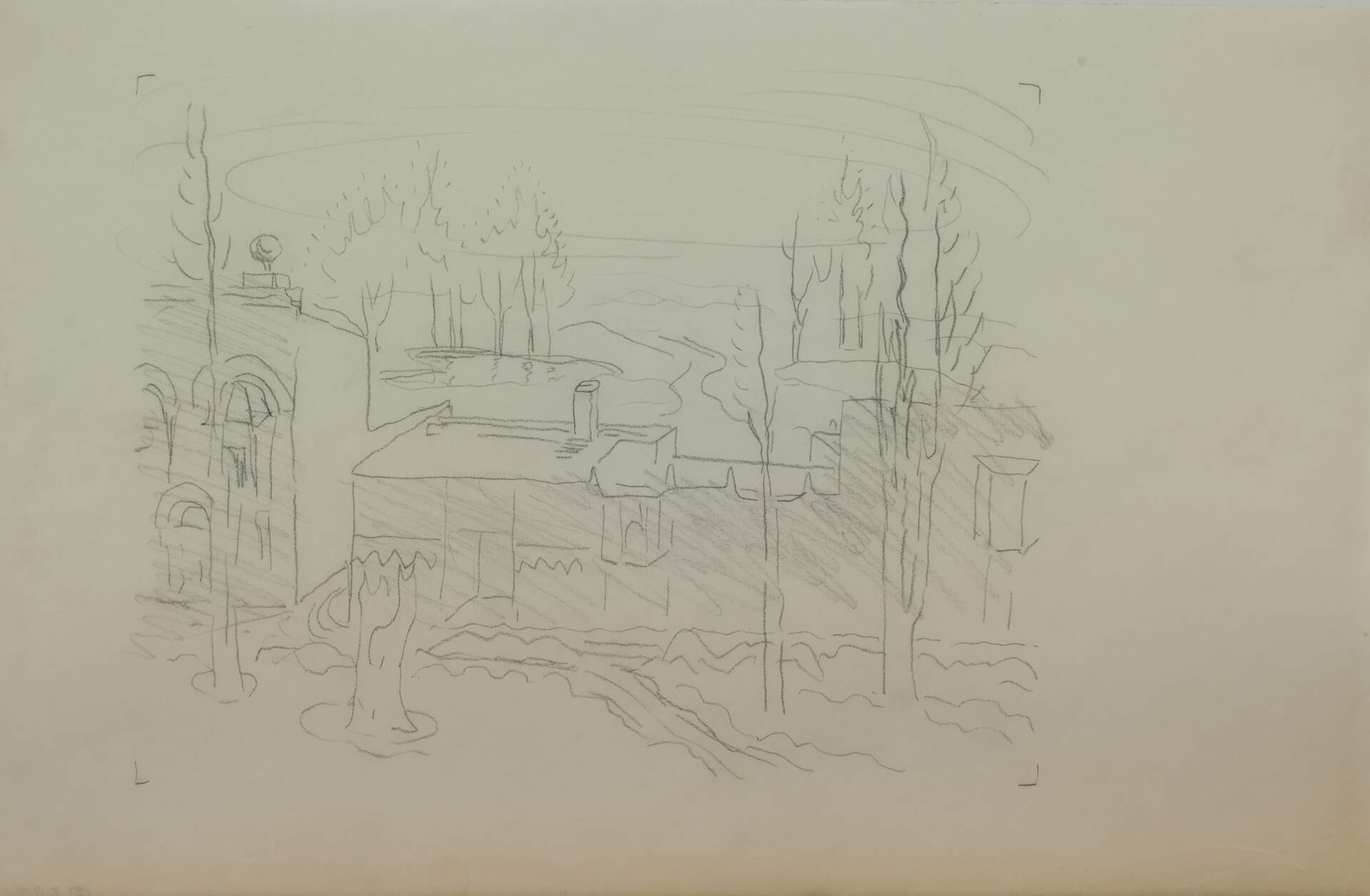 Building with Trees (Tracing of Over the Village), 1920