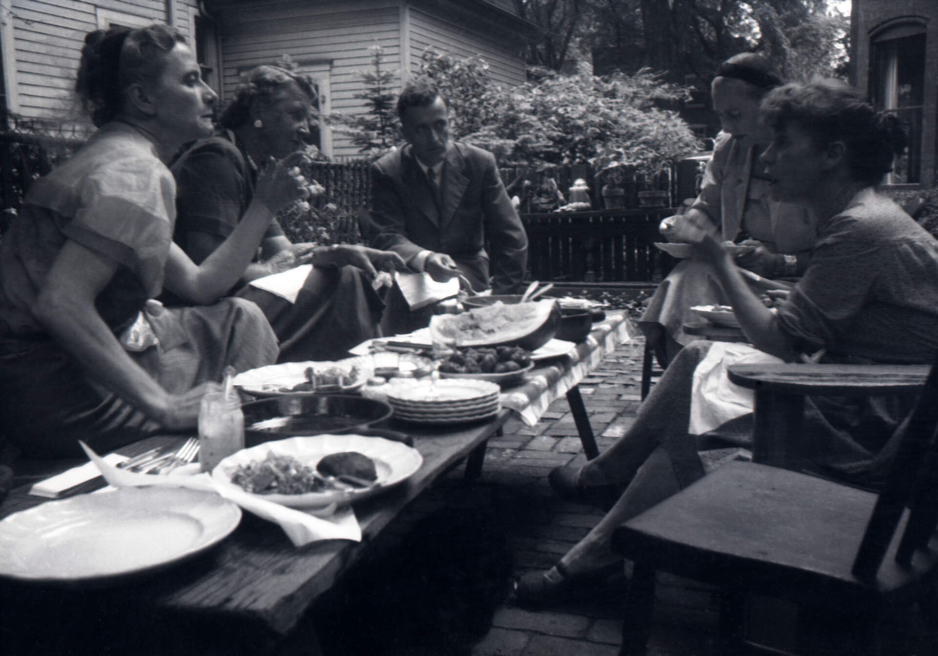 Untitled photographic negative (Garden luncheon)