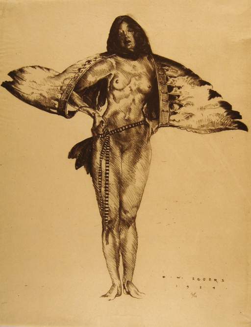 Female Nude with Feathered Cape