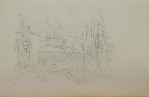 Building with Trees (Tracing of Over the Village), 1920