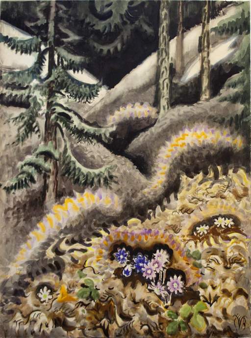 The Fragrance of Spring (Bee Hepaticas) - Burchfield Penney Art Center