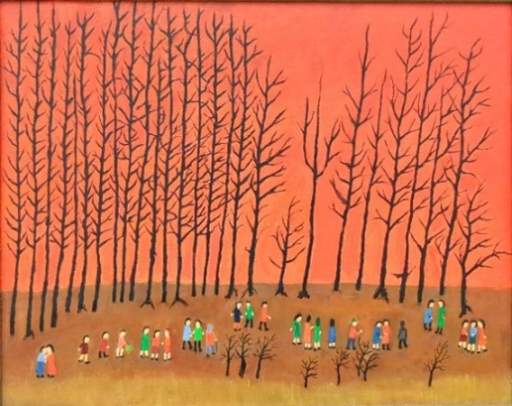 Untitled [Red Sky, Trees, People]