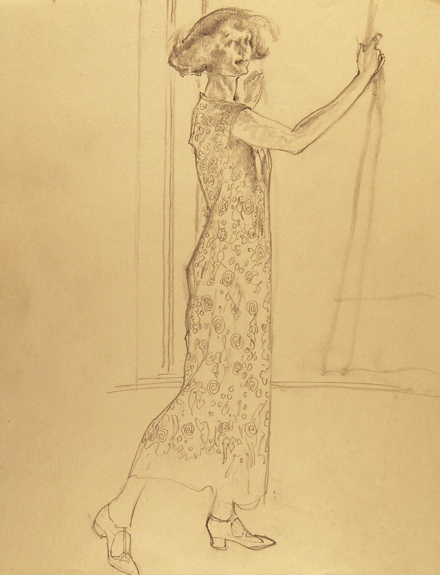 Standing Female in Flowered Dress