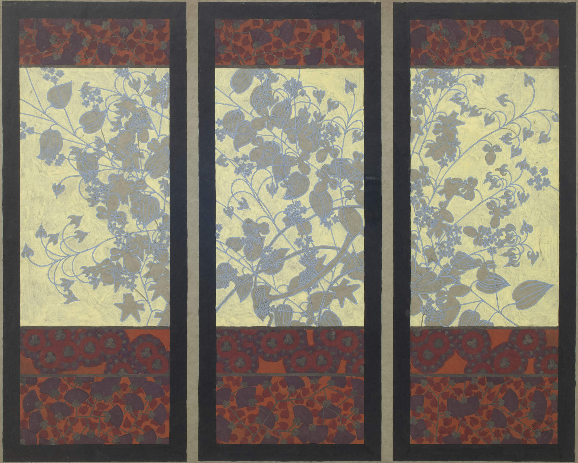 Three Decorative Floral Panels