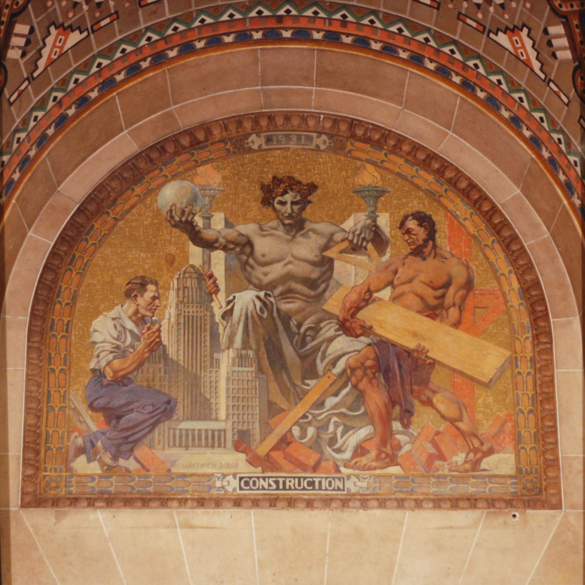 [Buffalo City Hall, Construction, lunette mural, 1931]