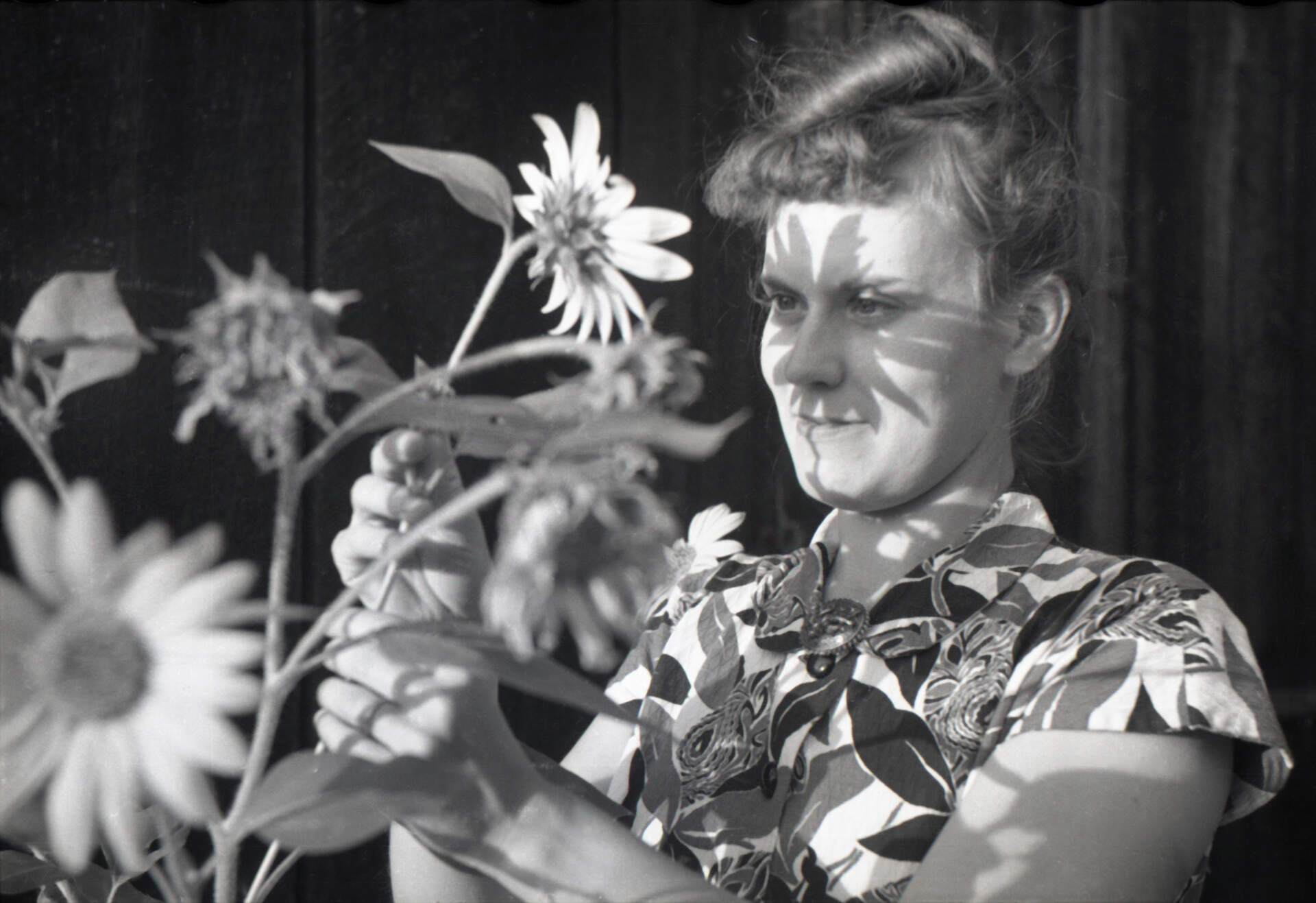 Untitled photographic negative (Virginia and flowers)