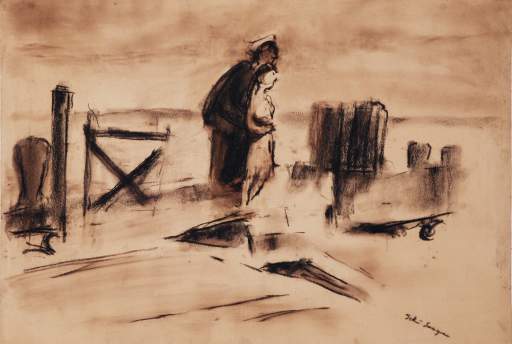 Untitled [soldier and girl on pier]