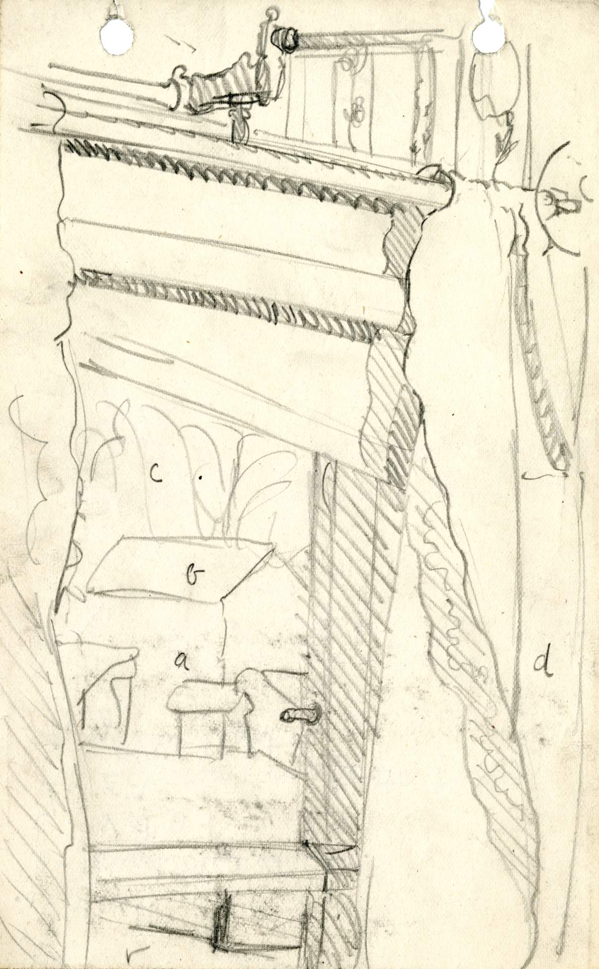 Sketch from an upstairs window in Burchfield’s Salem home