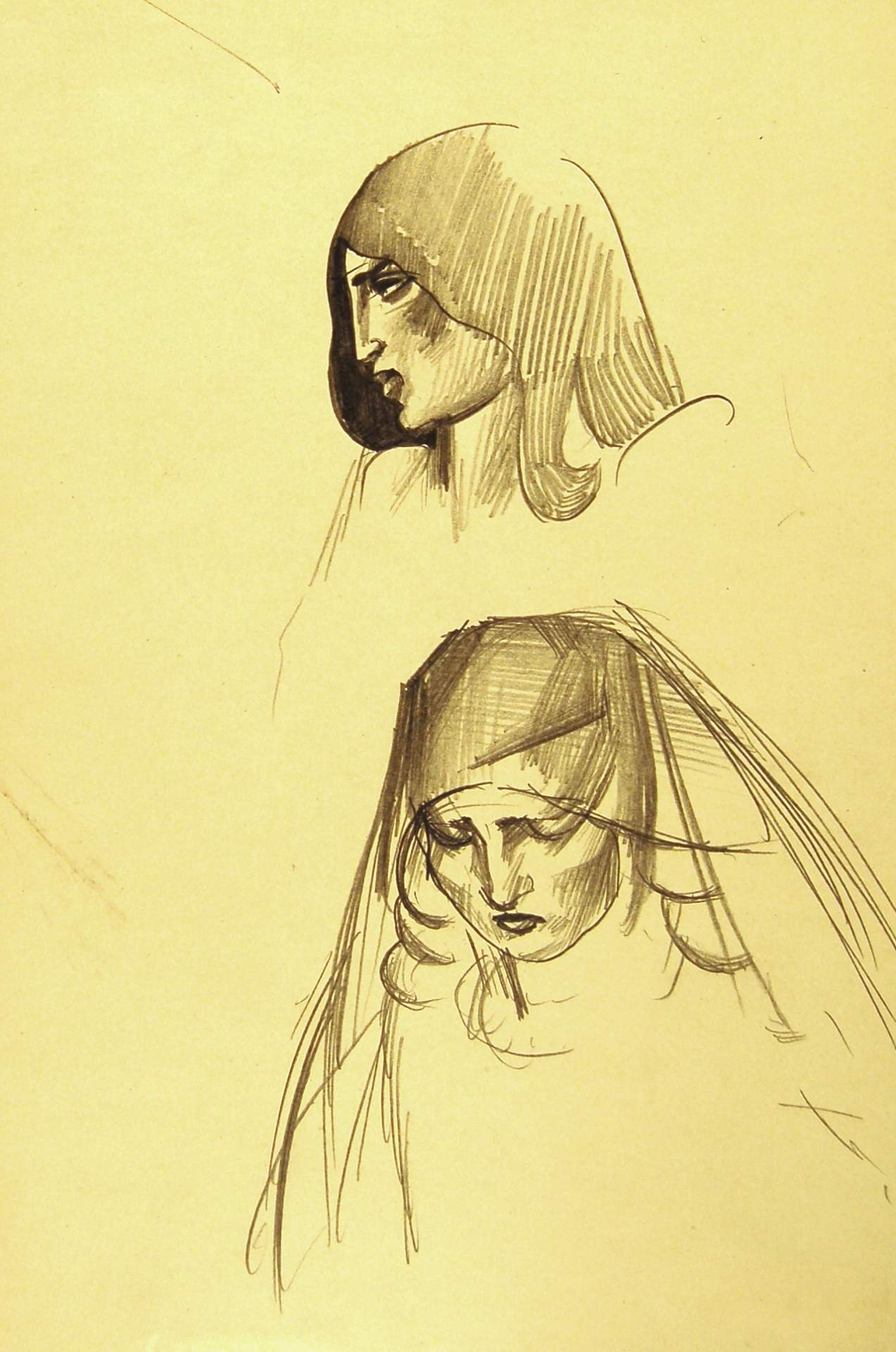 Two Female Heads with Veils