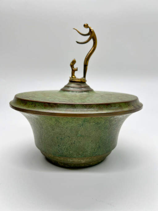Woman and her Dog Covered Vessel with Polished Interior