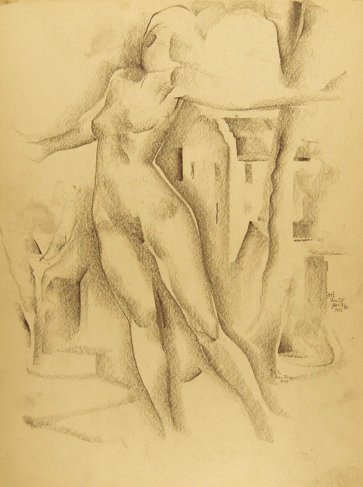 Female Nude Standing in Landscape