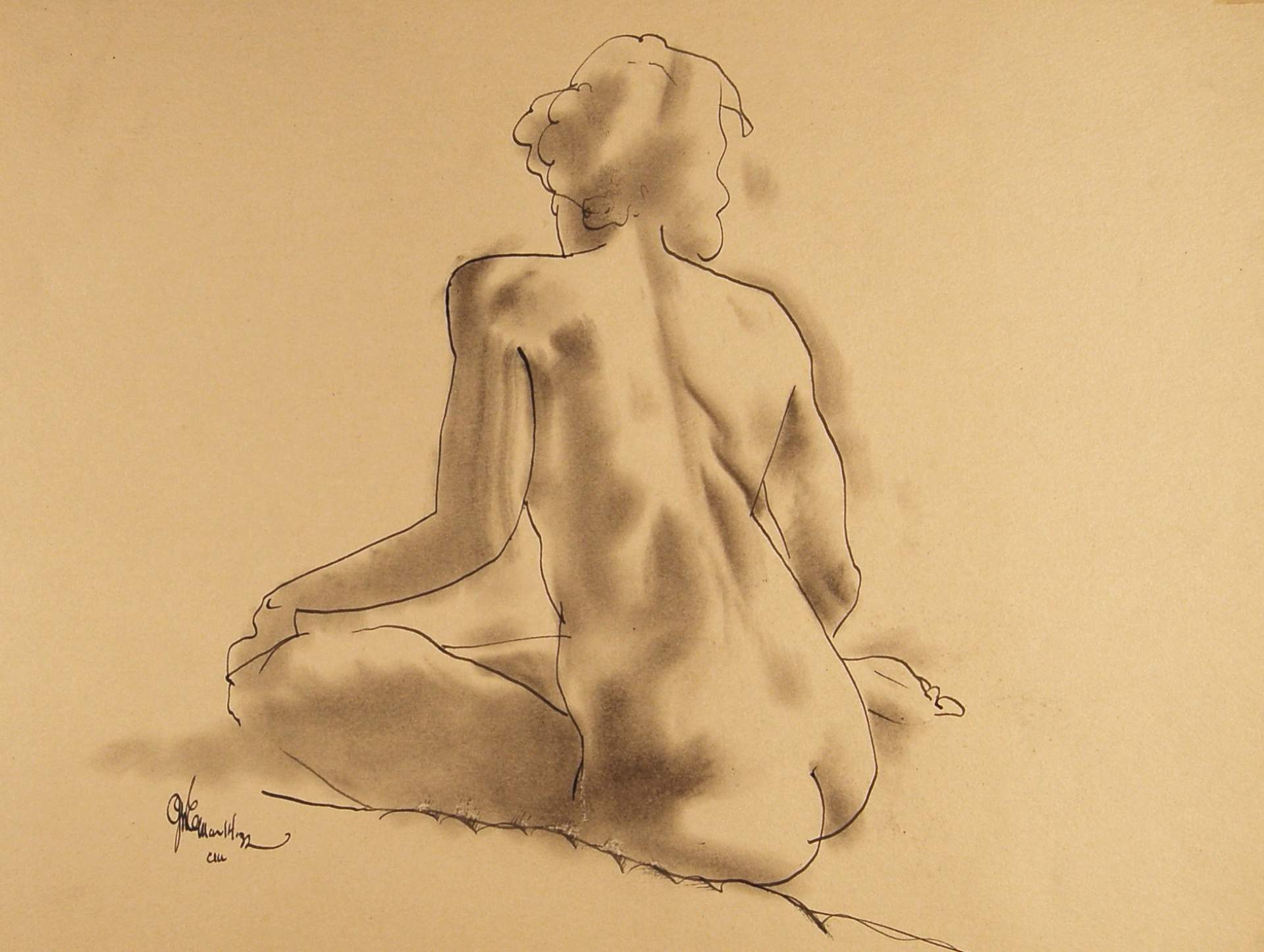 Seated Female Nude, Backview