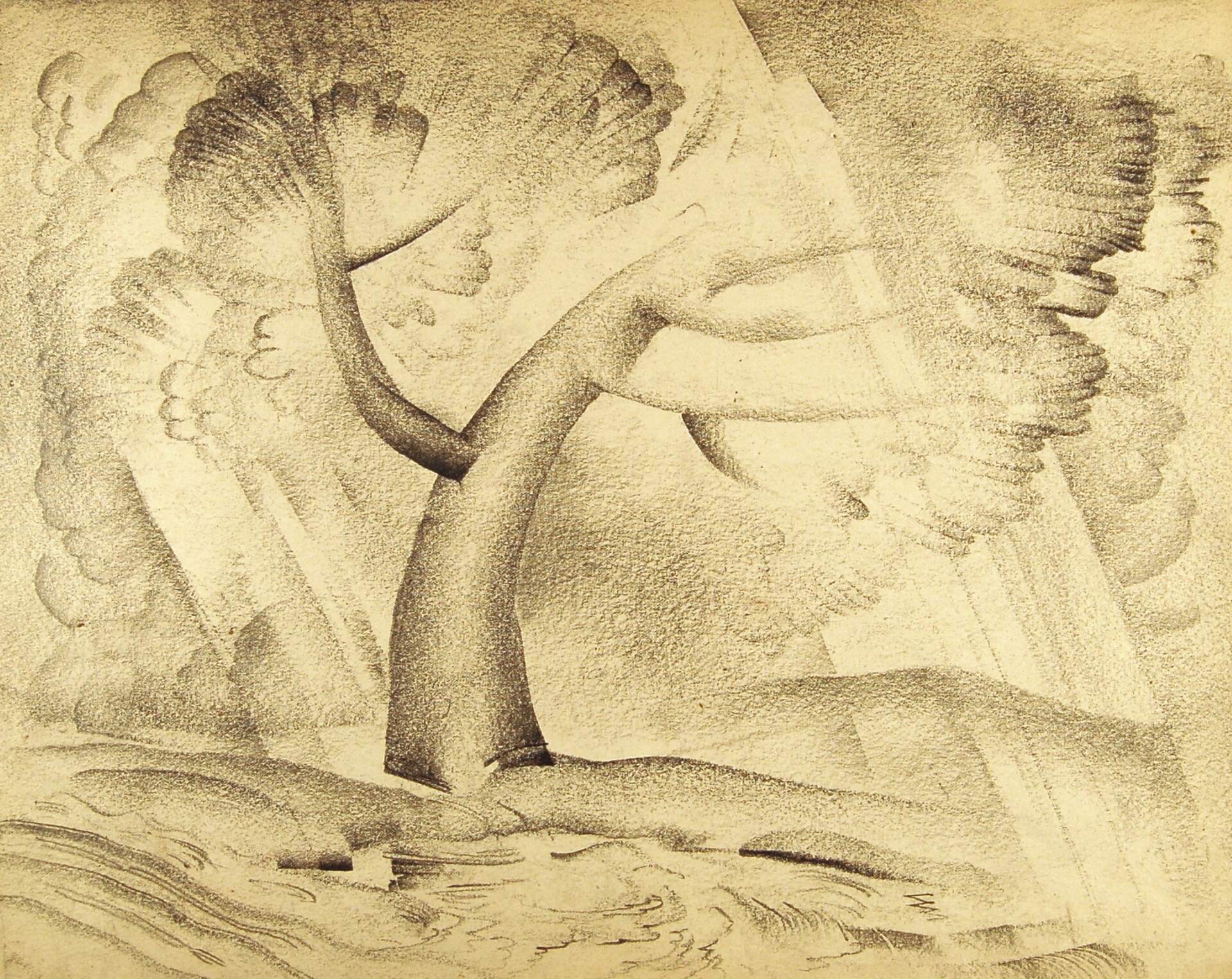 Tree in Windblown Landscape