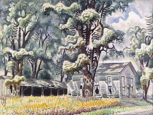 Old Meeting House and Locust Trees