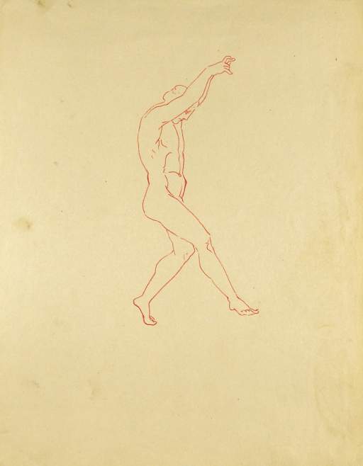 Dancing Male Nude, Arms Over Head