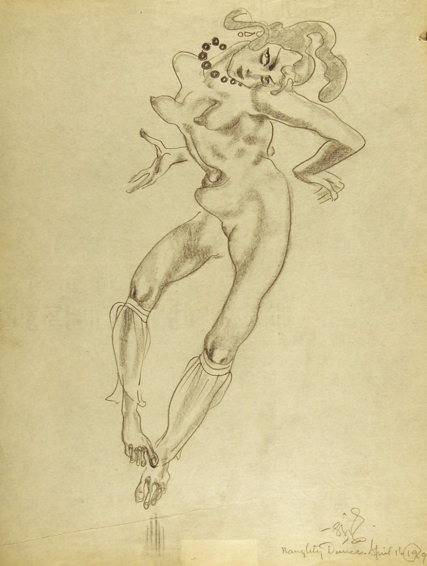 Dancing Female Nude with Necklace
