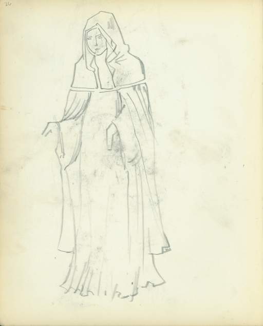 Untitled (robed female figure sketch)