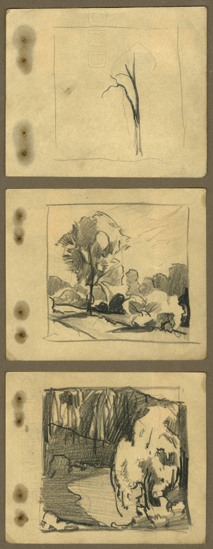 Untitled [3 pages from a sketch book]