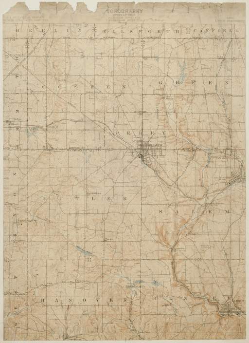Map of Topography, State of Ohio, Ohio Lisbon Quadrangle from Burchfield's Studio