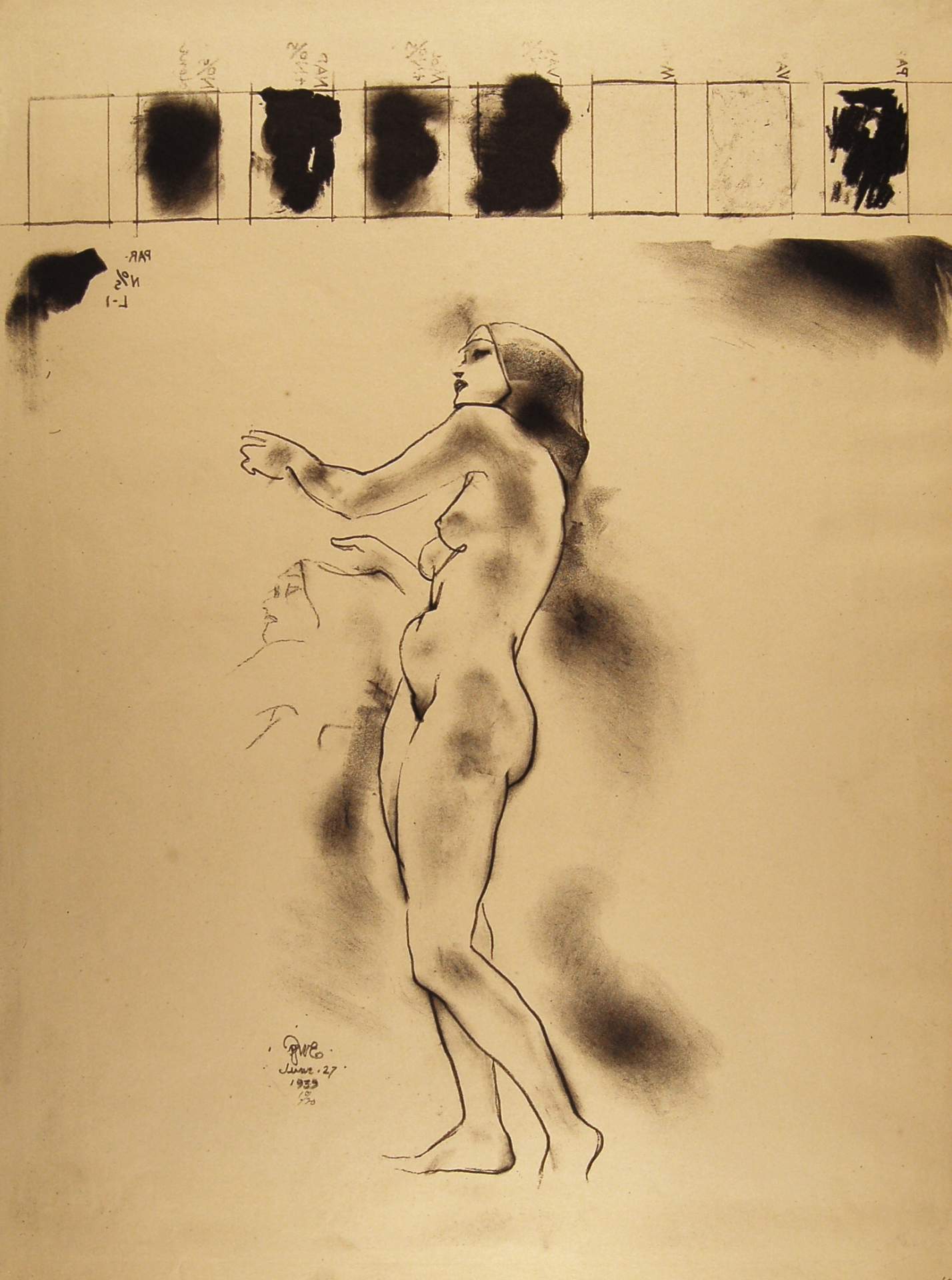 Profile of Standing Female Nude