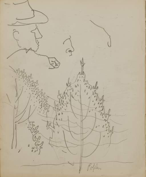 Untitled (sketch of mans profile and tree)