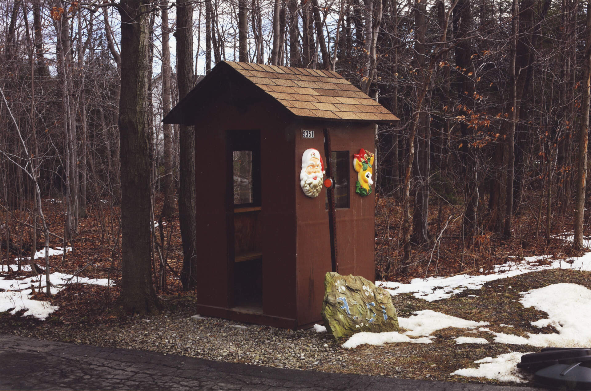 The Mistake by the Lake [brown shelter with Santa and Rudolph decorations]