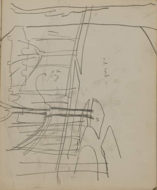 Untitled (sketch of city landscape with trees)