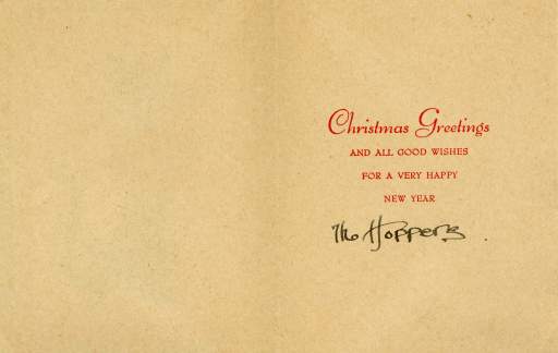 Christmas Card from Hoppers to Clancys, 1954, Inside Card