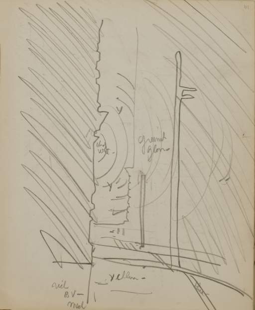 Untitled (sketch of street with lamp)