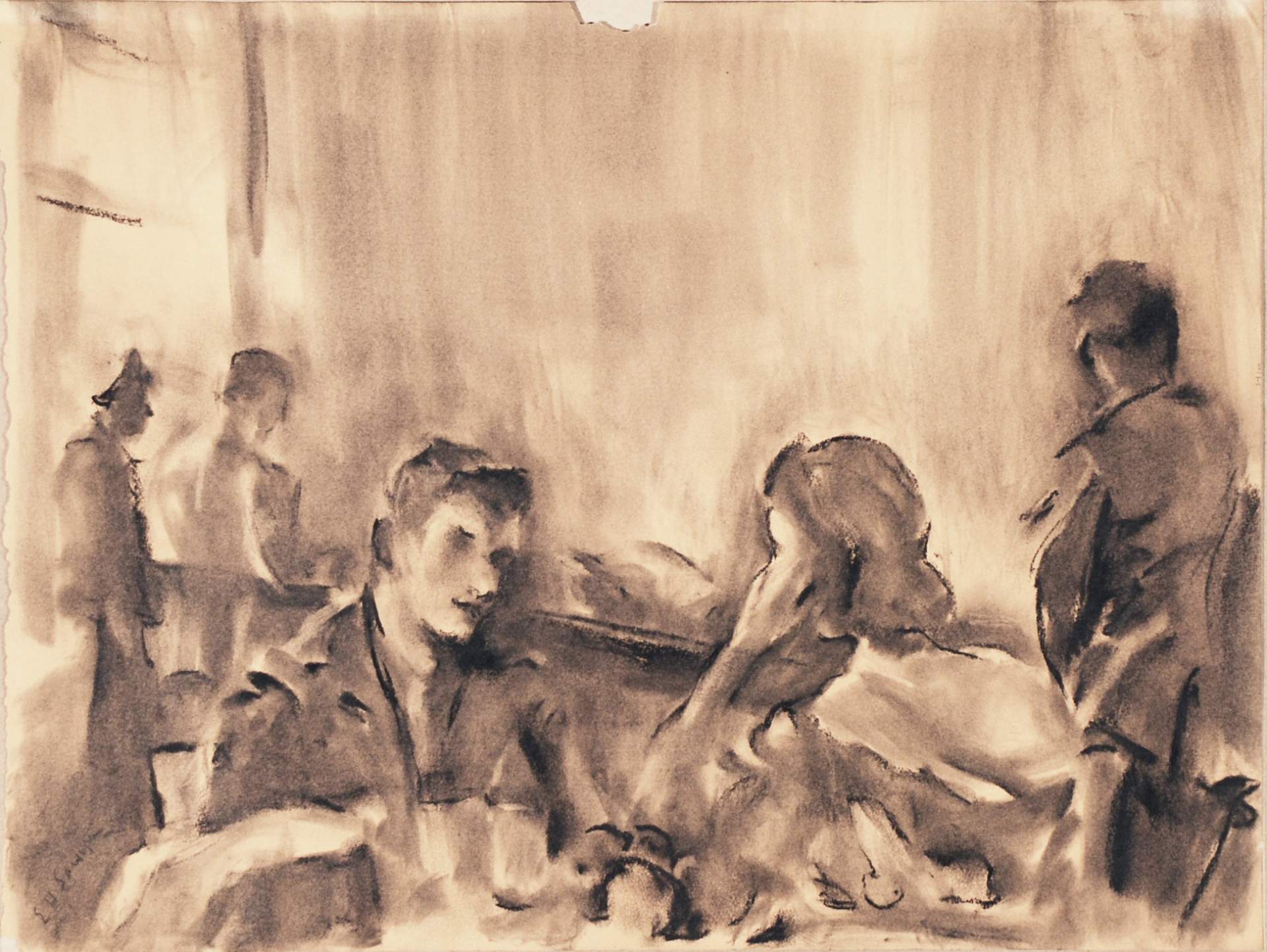 Untitled [interior with seated couple]