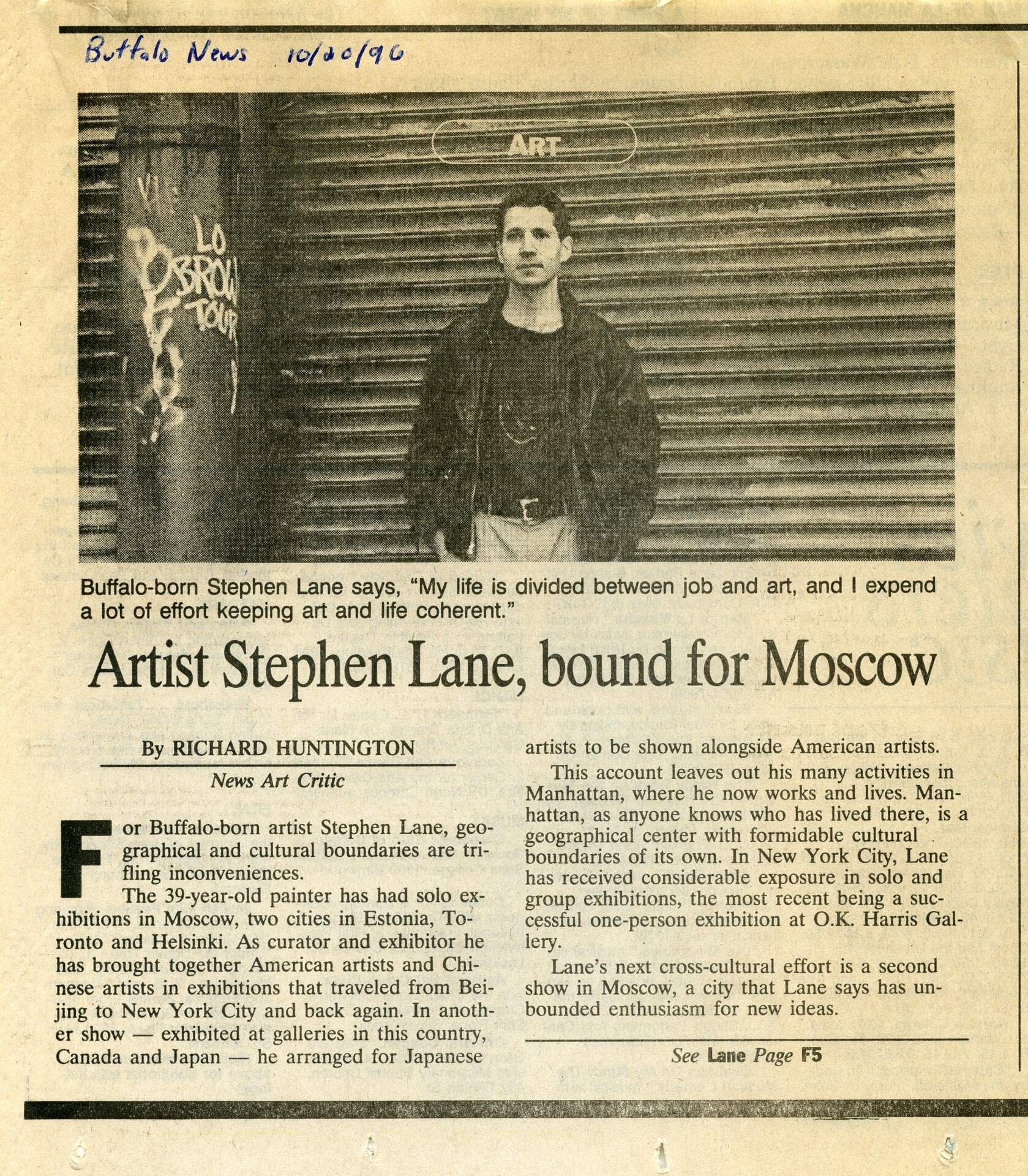 "Artist Stephen Lane, Bound for Moscow". The Buffalo News. October 20, 1996.