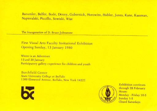 First Visual Arts Faculty Invitational Exhibition Invitation