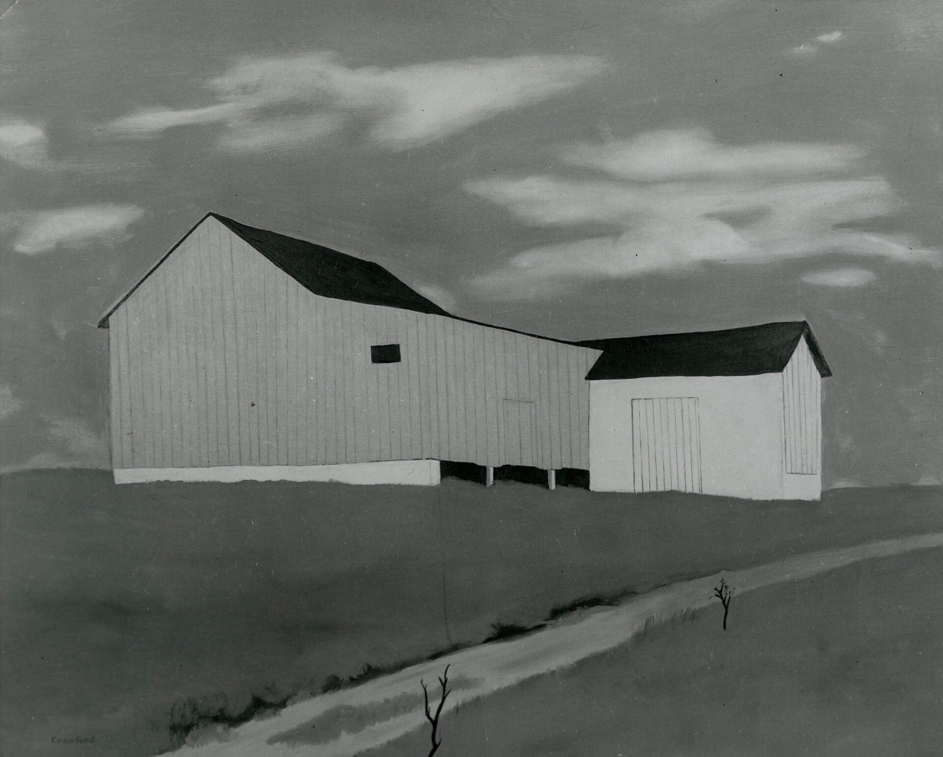 Black and White Photograph of White Barn, 1937, by Ralston Crawford