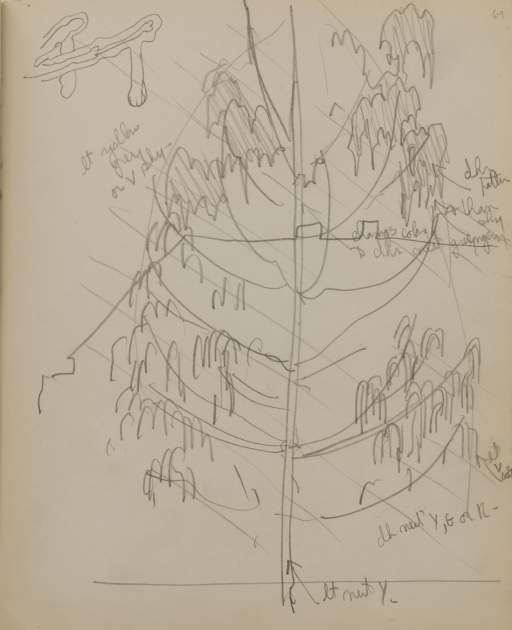 Untitled (sketch of a tree with city silhouette)